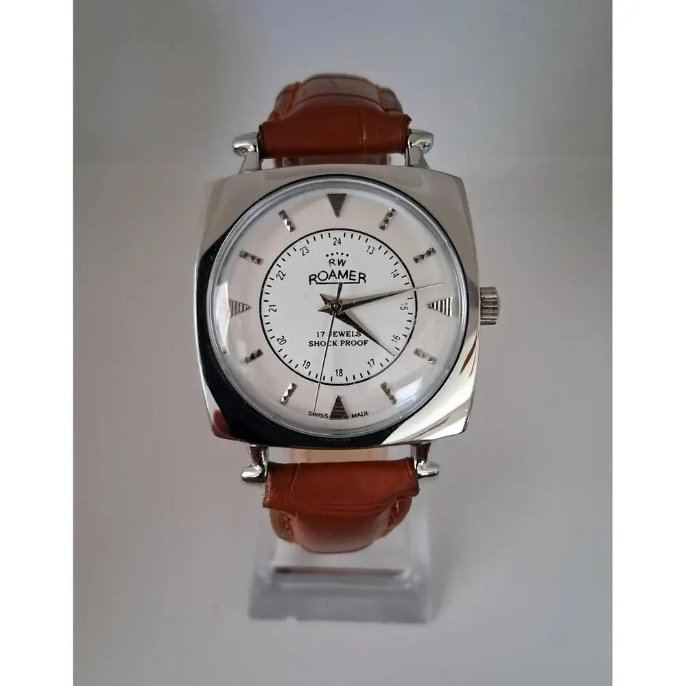 Vintage Roamer Men's Leather Mechanical Watch RARE
